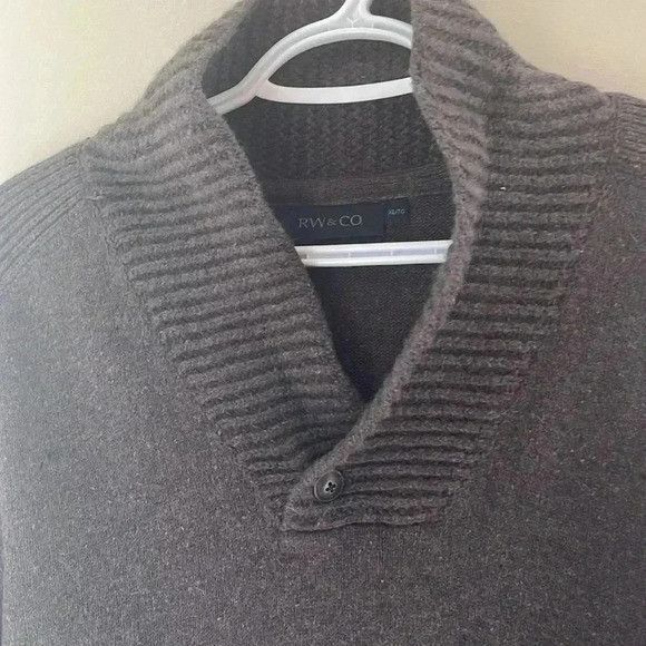 [XL]RW&CO Cotton  Wool Blend Men Dark Gray Pull Over Sweater - Picture 2 of 8